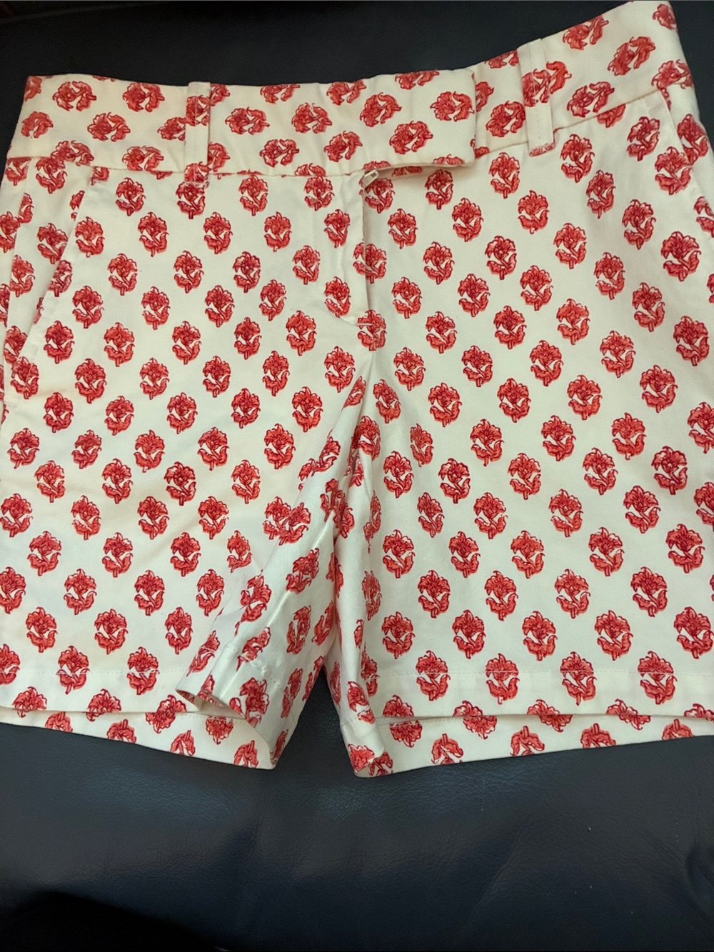 LOFT Cream Shorts with Red Floral Print